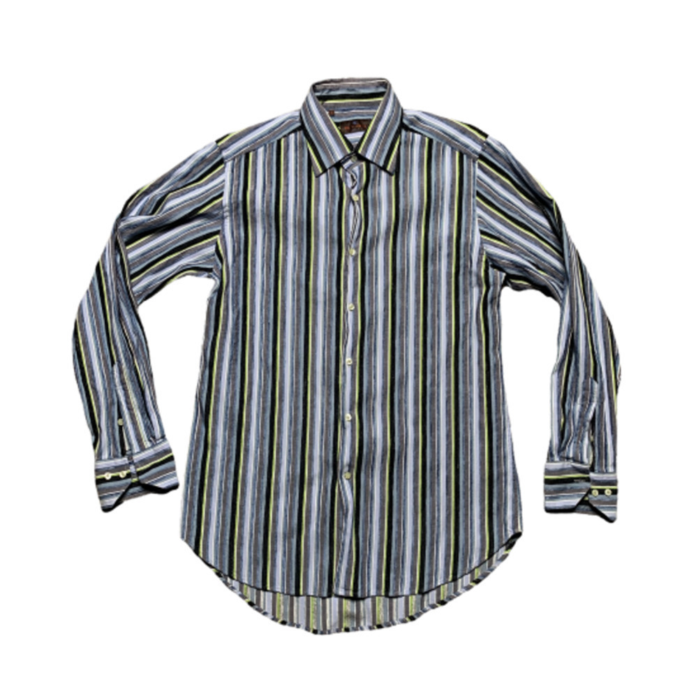 Etro Milano Multicolor Striped Long Sleeve Button Down Shirt Men XL Cotton Blend